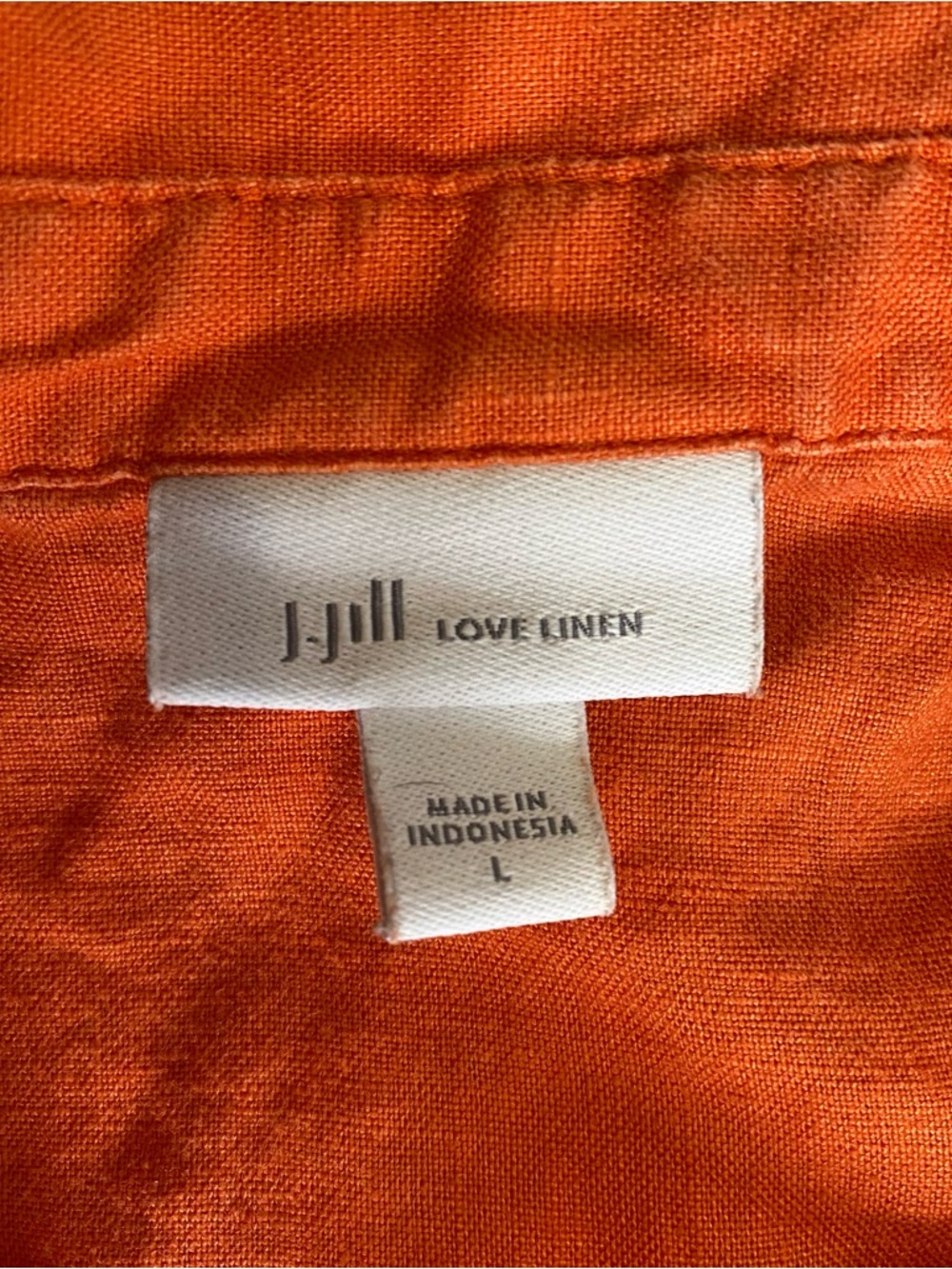 J Jill 100% Linen Button Midi Shirt Dress Womens Size L Orange Beachy Summer - Picture 3 of 6